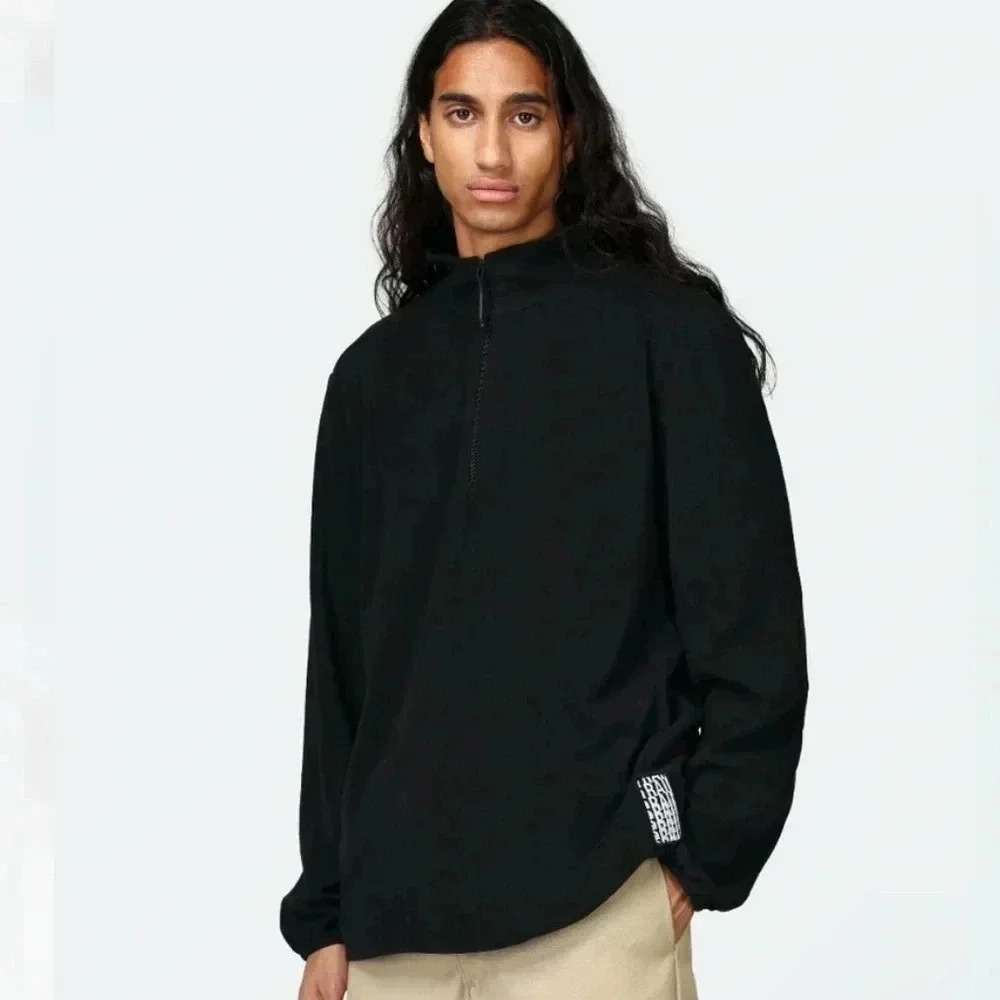 Rains Fleece Half-Zip Pullover Long Sleeve Sweatshirt Men's Black Size Large